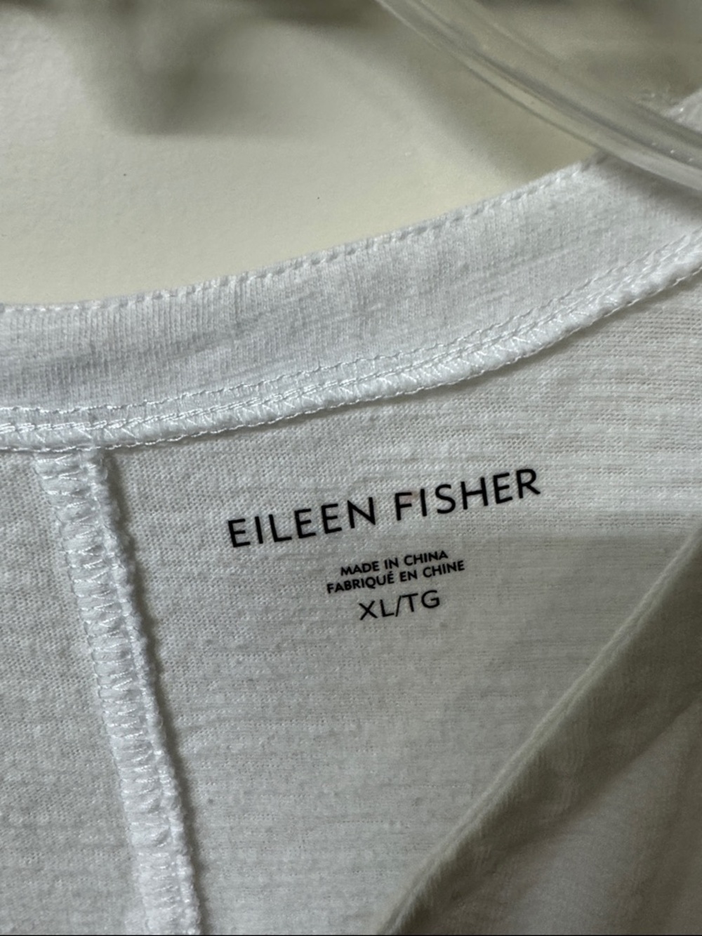 Eileen Fisher White Long-Sleeve Henley Top - Picture 2 of 2